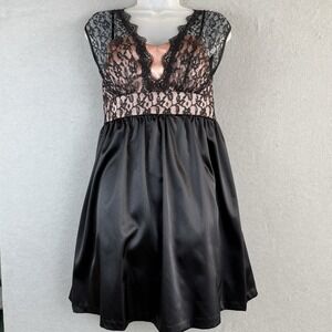 Vtg 90s I.N. San Francisco Dress 11 Black Pink Lace Grunge Emo Y2K Empire Hoco